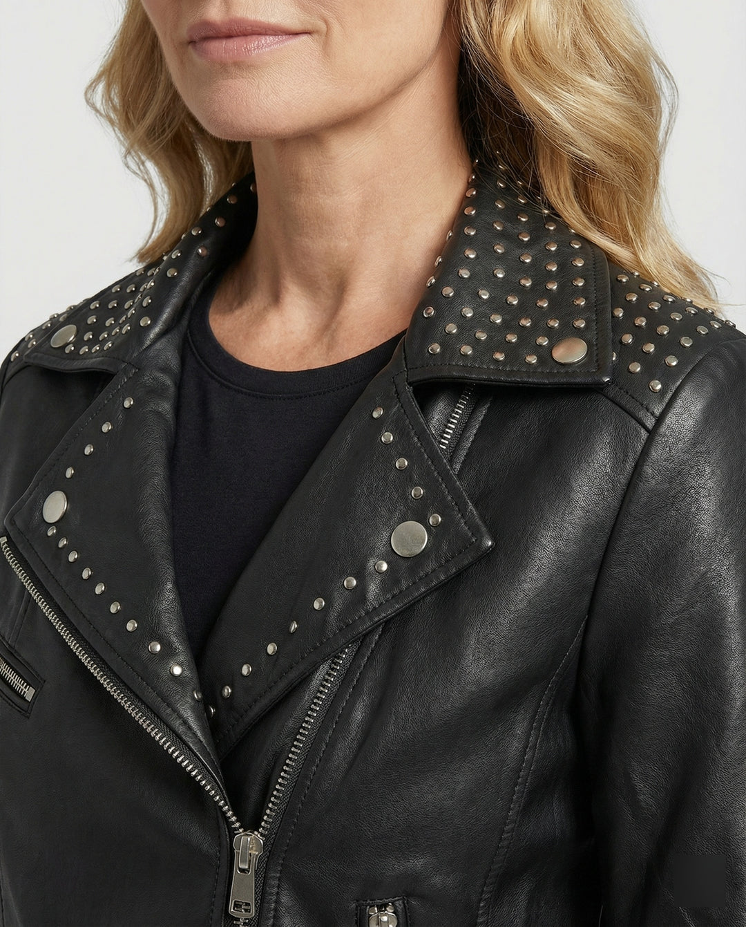 Damen Lederjacke Schwarz Blouson