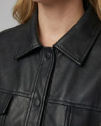 Übergangsjacke Damen schwarz cropped aus Kunstleder