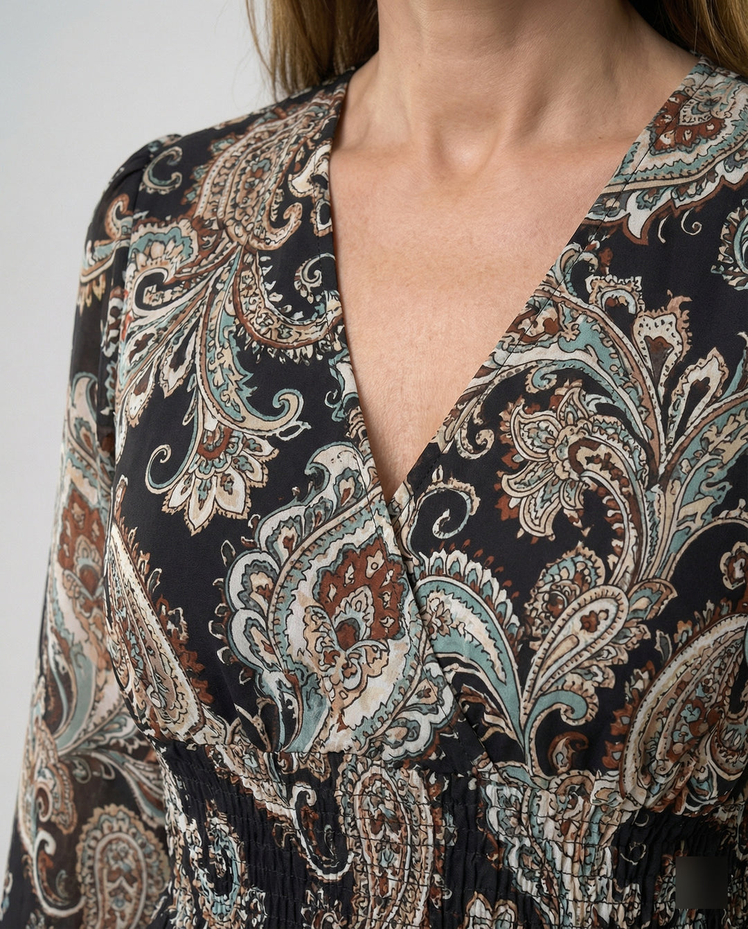 Damen Maxikleid Paisley mit Beinschlitz