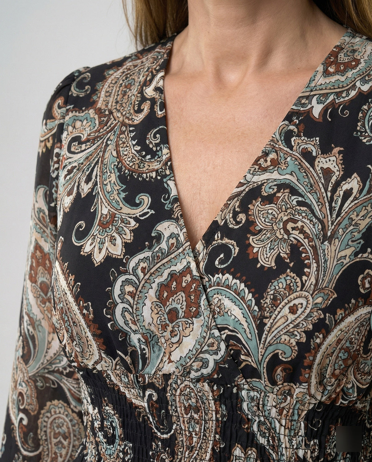 Damen Maxikleid Paisley mit Beinschlitz
