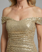 Off Shoulder Pailletten Abendkleid Damen