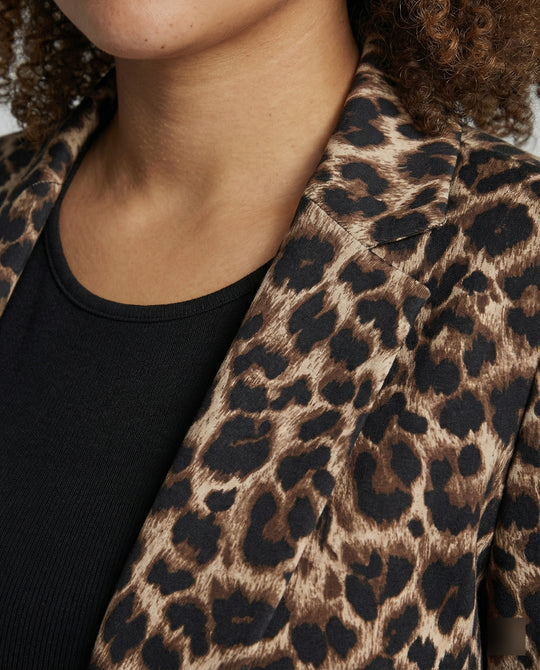 Damen Modischer Blazer im Leo-Design mit schlankem Schnitt R&B