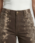 Damen Jeans weit High Waist Print