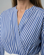 Damen Midikleid Hemdblusenkleid gestreift