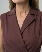 Damen Wickelkleid mit Kragen knielang
