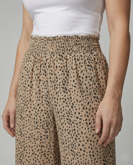 Damen weite Leinenhose mit elastischem Bund und lässigem Schnitt R&B
