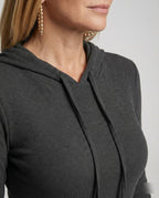 Damen Kapuzenkleid aus geripptem Material