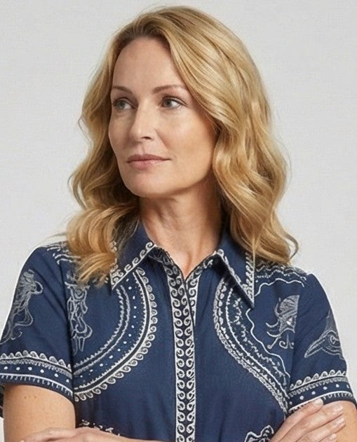 Maxikleid Damen Hemdblusenkleid Print