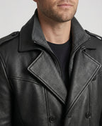 R&B | Doppelreihiger Leder-Trenchcoat Herren