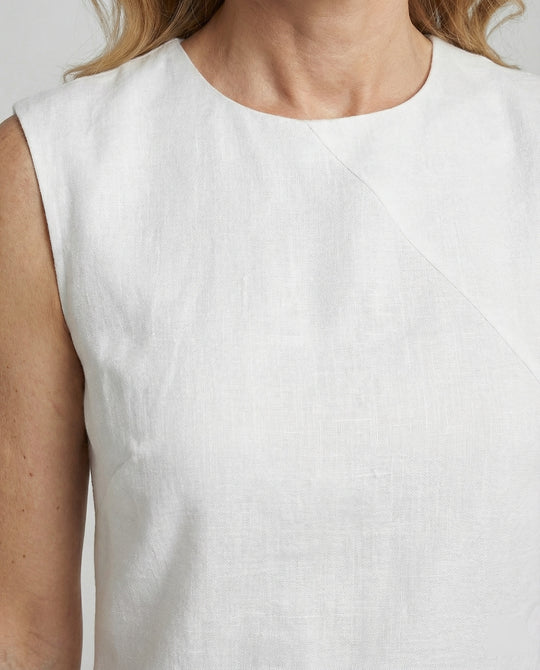 Midikleid Sommer aus Leinen mit asymmetrischem Saum