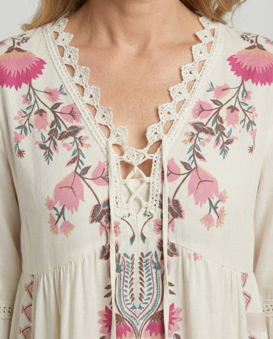 Boho Blumenkleid Damen A-Linie