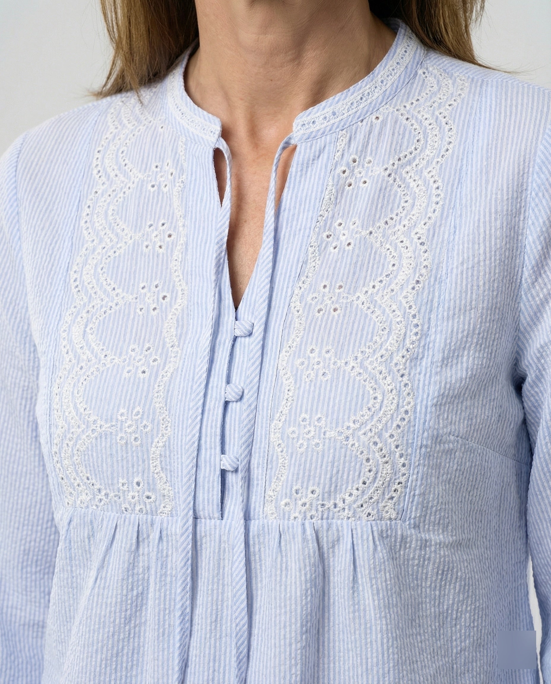 Bestickte Bluse Damen mit Ballonärmeln