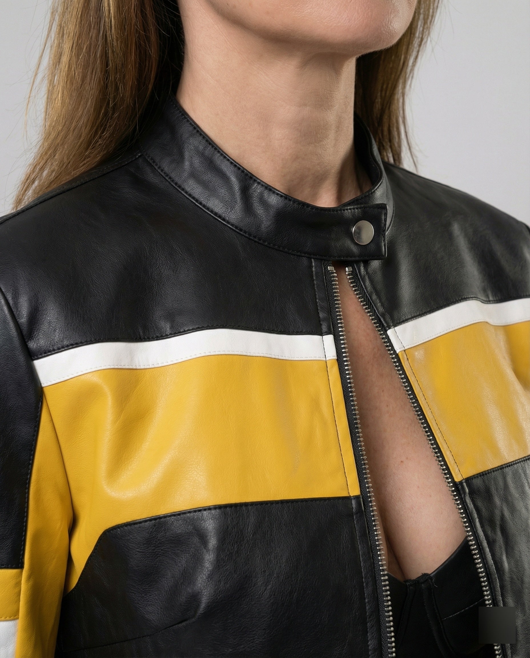 Damen Lederjacke Schwarz Set