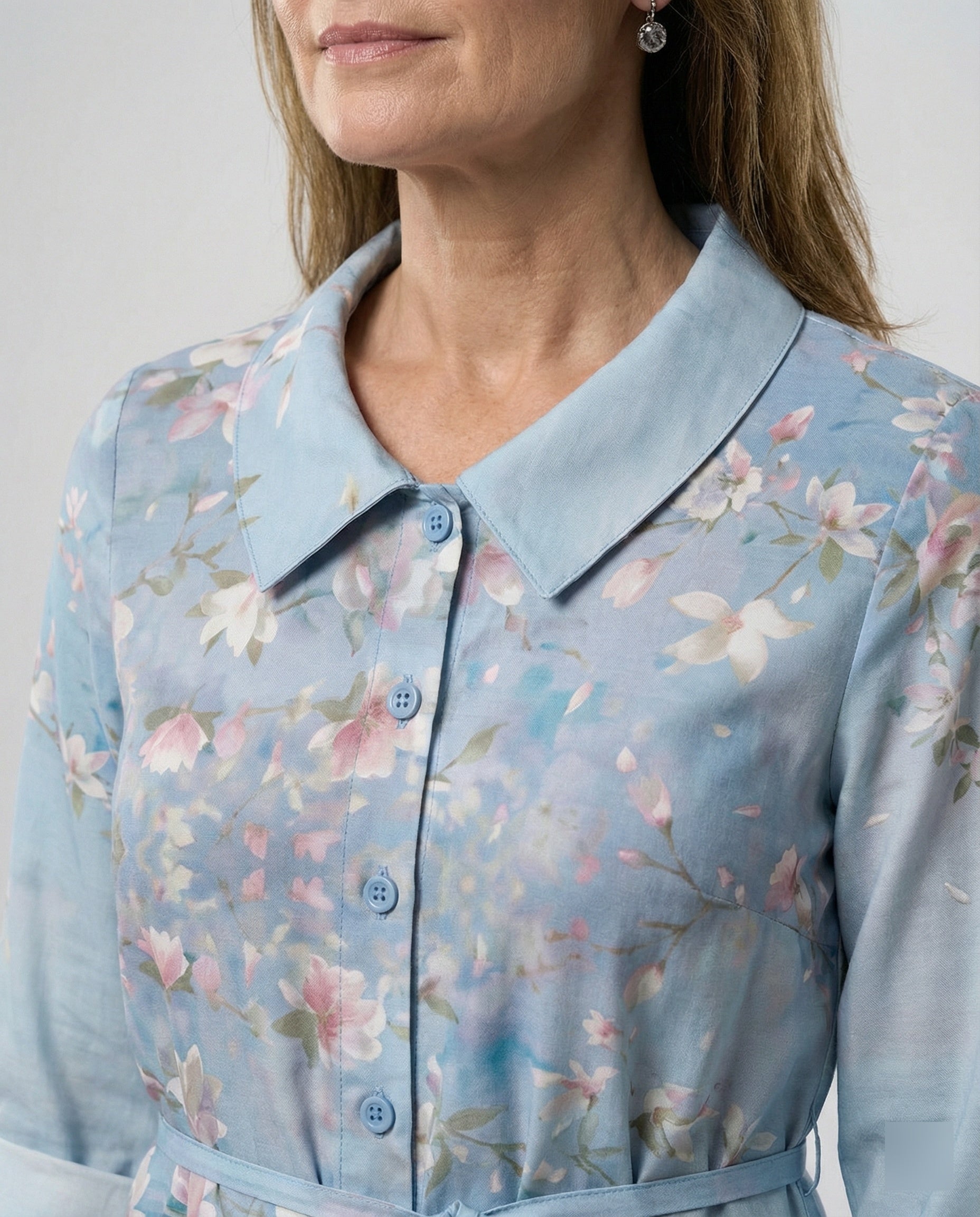 Maxikleid Damen Floral Leinenmix