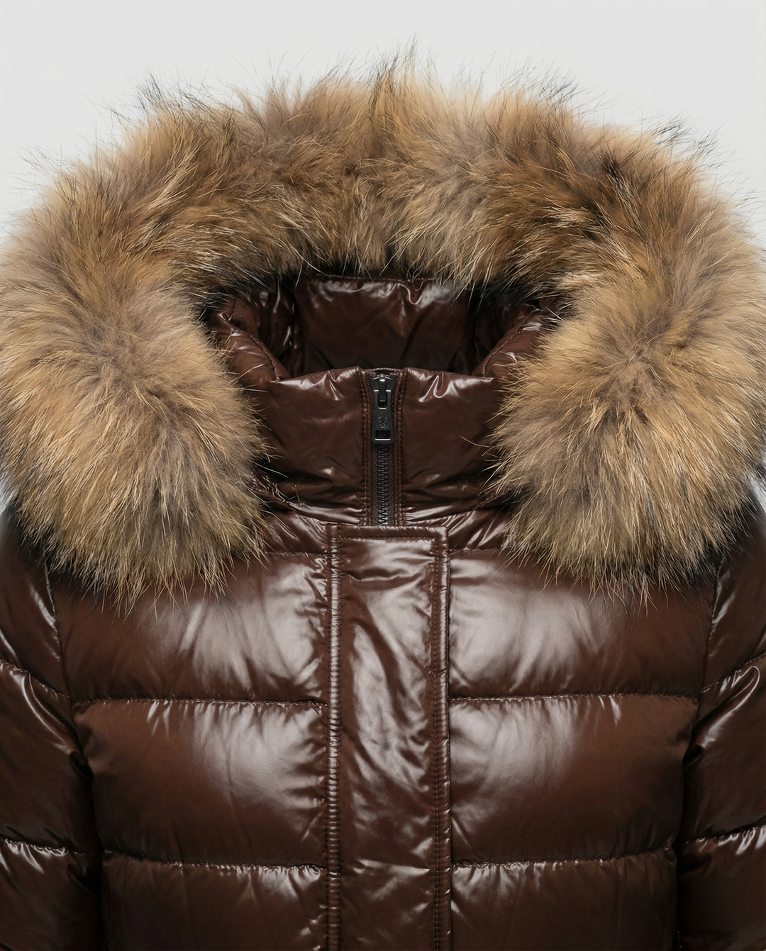 Damen Winterdaunenjacke mit abnehmbarer Kapuze und luxuriösem Fellkragen R&B