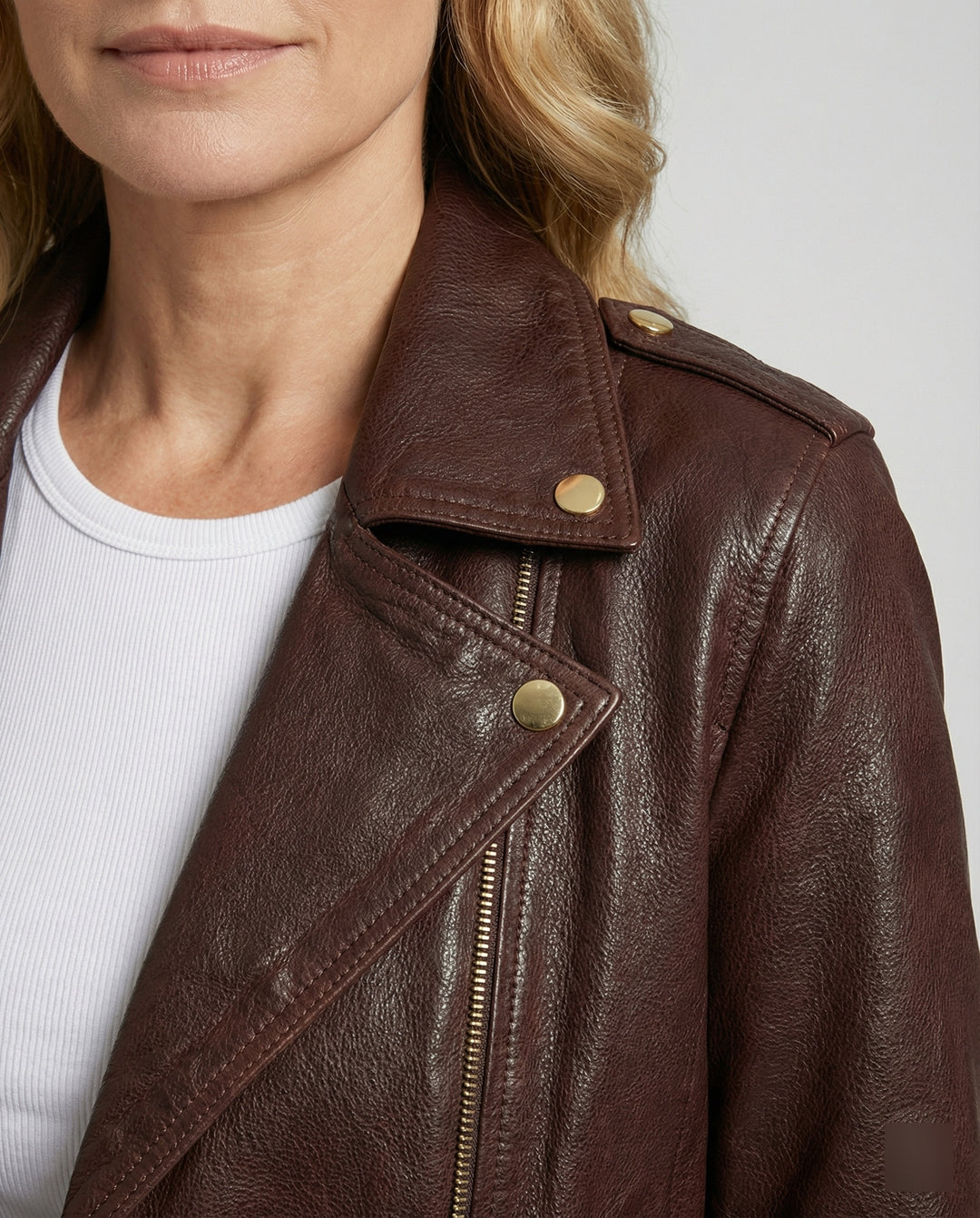 Damen Lederjacke Schwarz tailliert