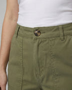 Damen Cargo Stoffhose lässig mit elastischem Bund und Taschen