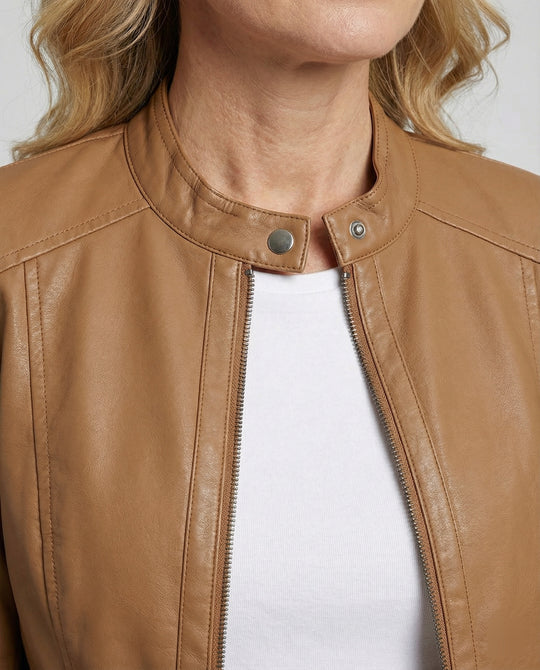 Damen Bikerjacke Lederoptik