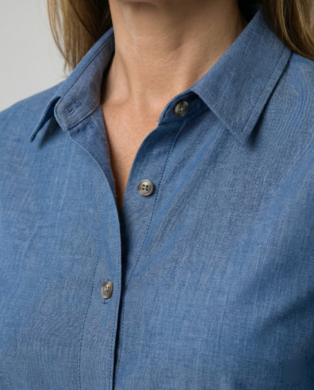 Zweifarbige Hemdbluse Jeansoptik Damen