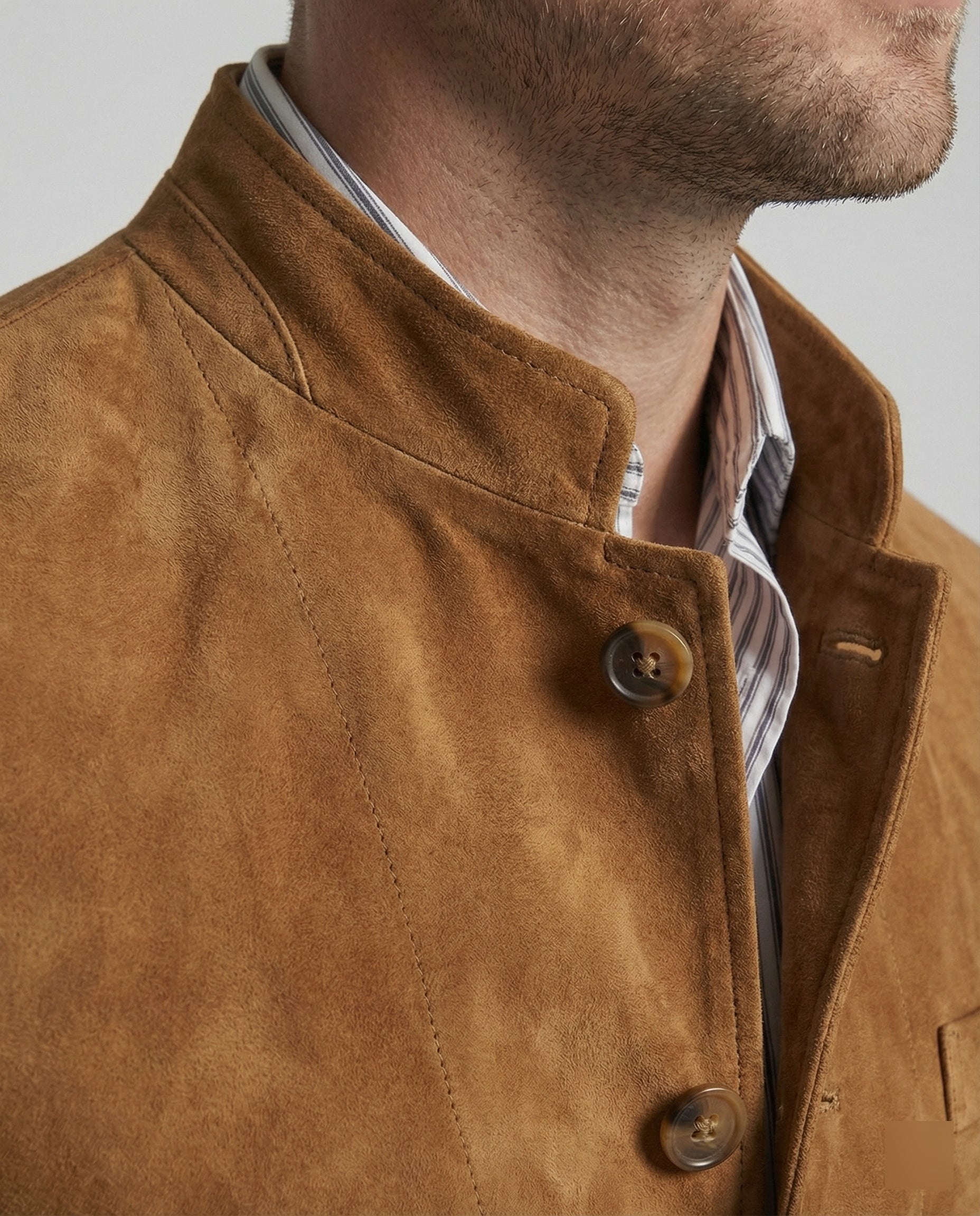 Herren Sakko Lederoptik mit Stehkragen