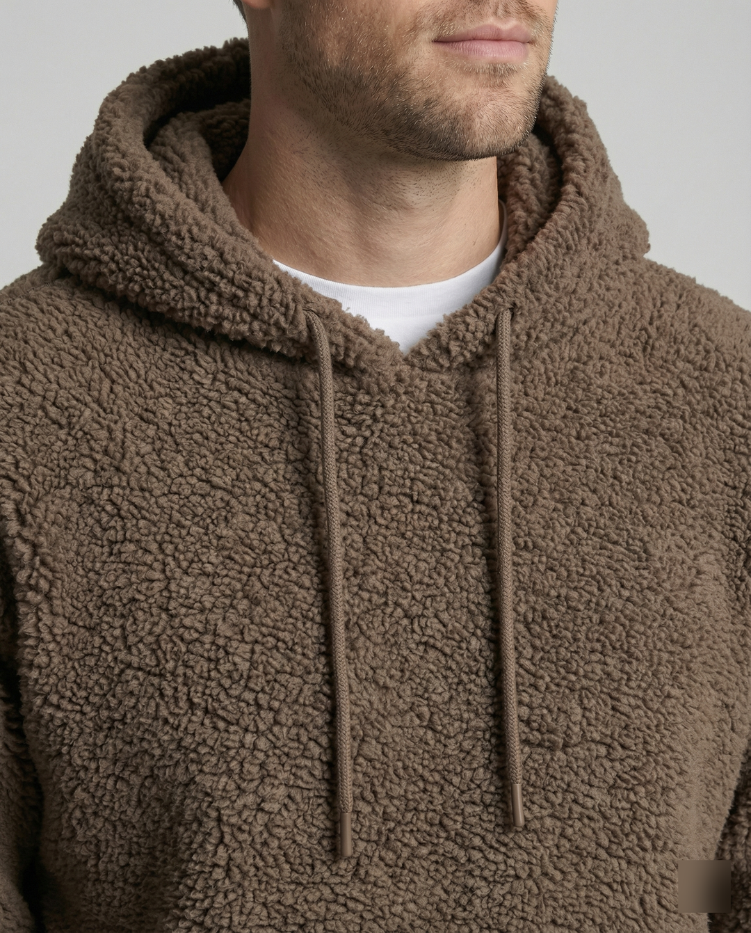 Herren Kuscheliger Teddy-Pullover mit Kapuze und elastischem Bund R&B