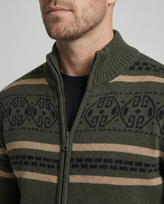 Herren Strickjacke mit modernem Zipper-Design und Muster R&B