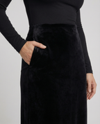 Satinrock Schwarz Damen Maxi aus hochwertigem Material