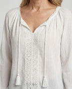 Damen Boho Blusentop mit Spitze Sommer