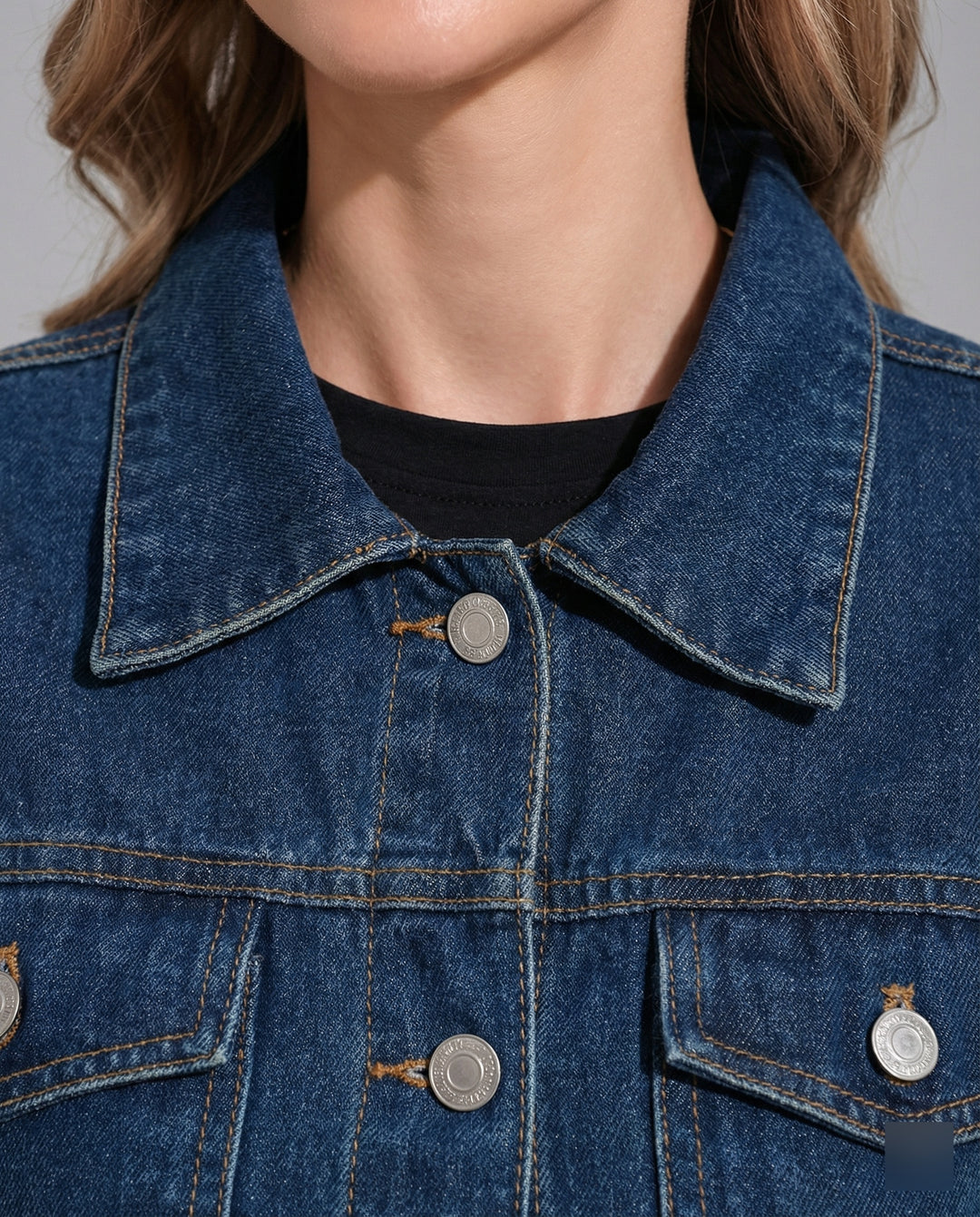 Damen Jeansjacke Damen kurz mit Taschen