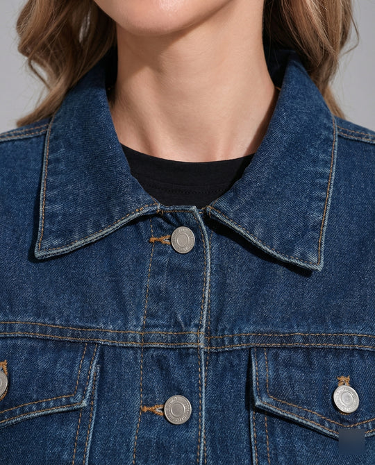 Damen Jeansjacke Damen kurz mit Taschen
