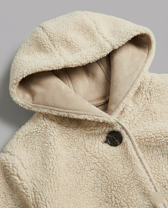 R&B | Teddy Mantel - Oversized Fit - Mit Kapuze - Knopfverschluss - Mittellang