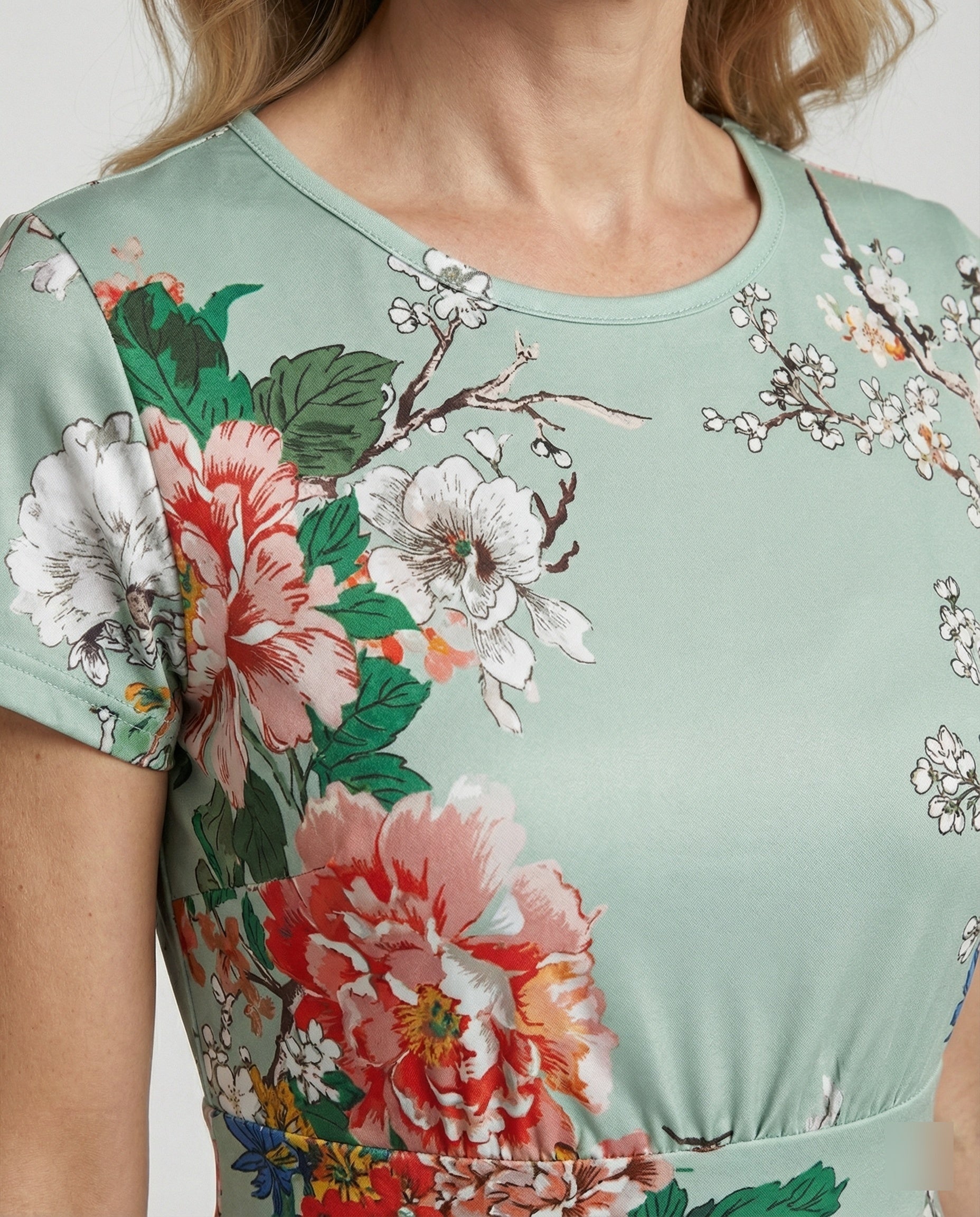 Damen Blumenkleid Midikleid Floral