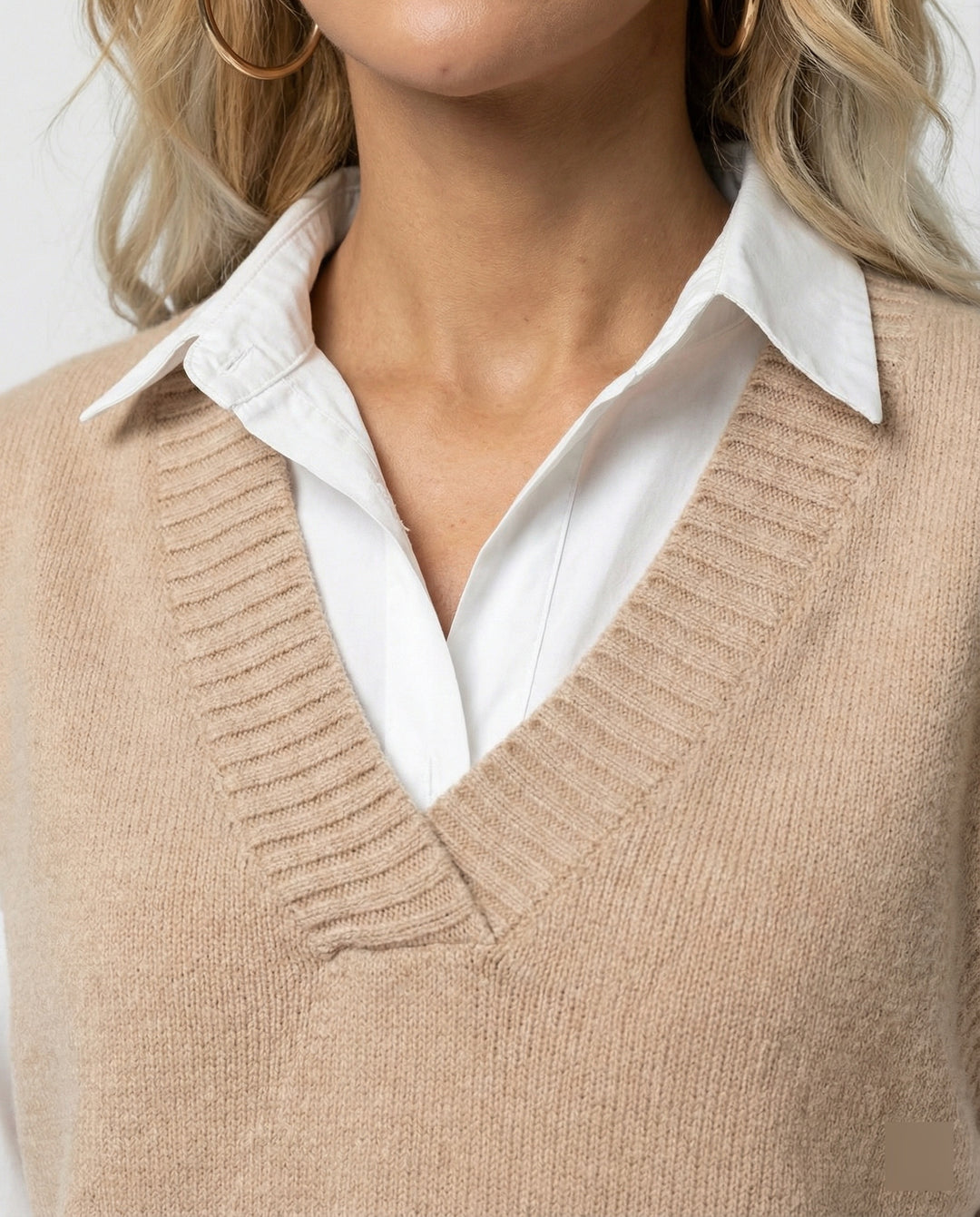 Damen Strickweste mit V-Ausschnitt und Rippstruktur R&B