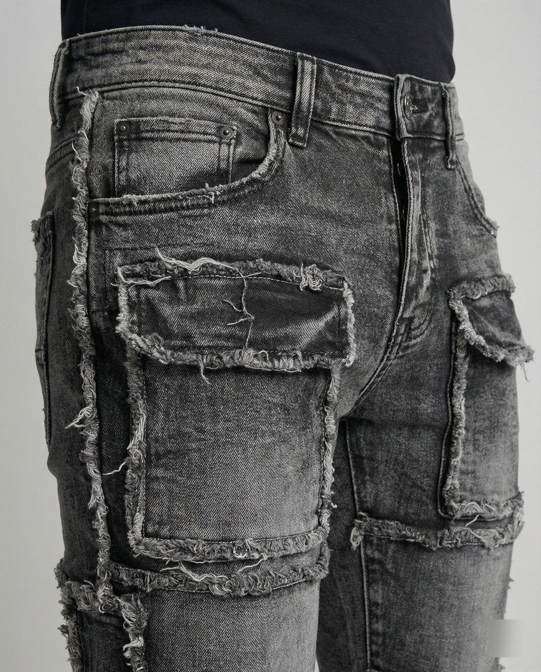 Herren Slim Fit Jeans mit Cargotaschen