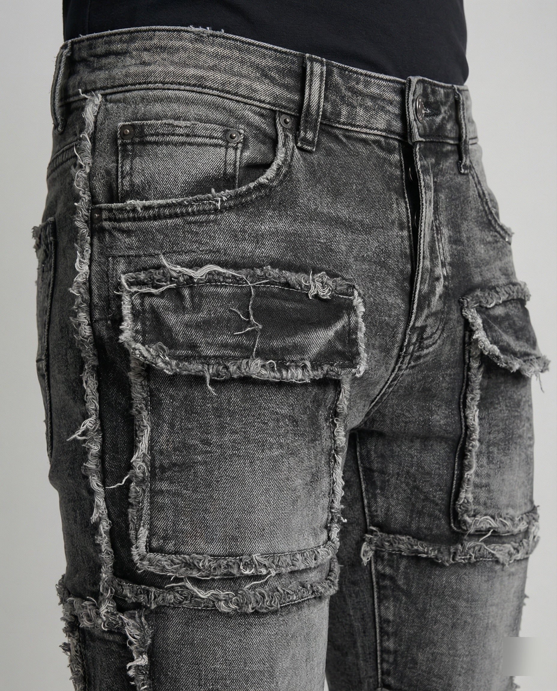 Herren Slim Fit Jeans mit Cargotaschen