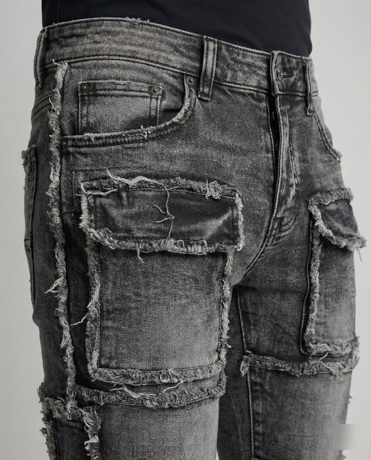 Herren Slim Fit Jeans mit Cargotaschen