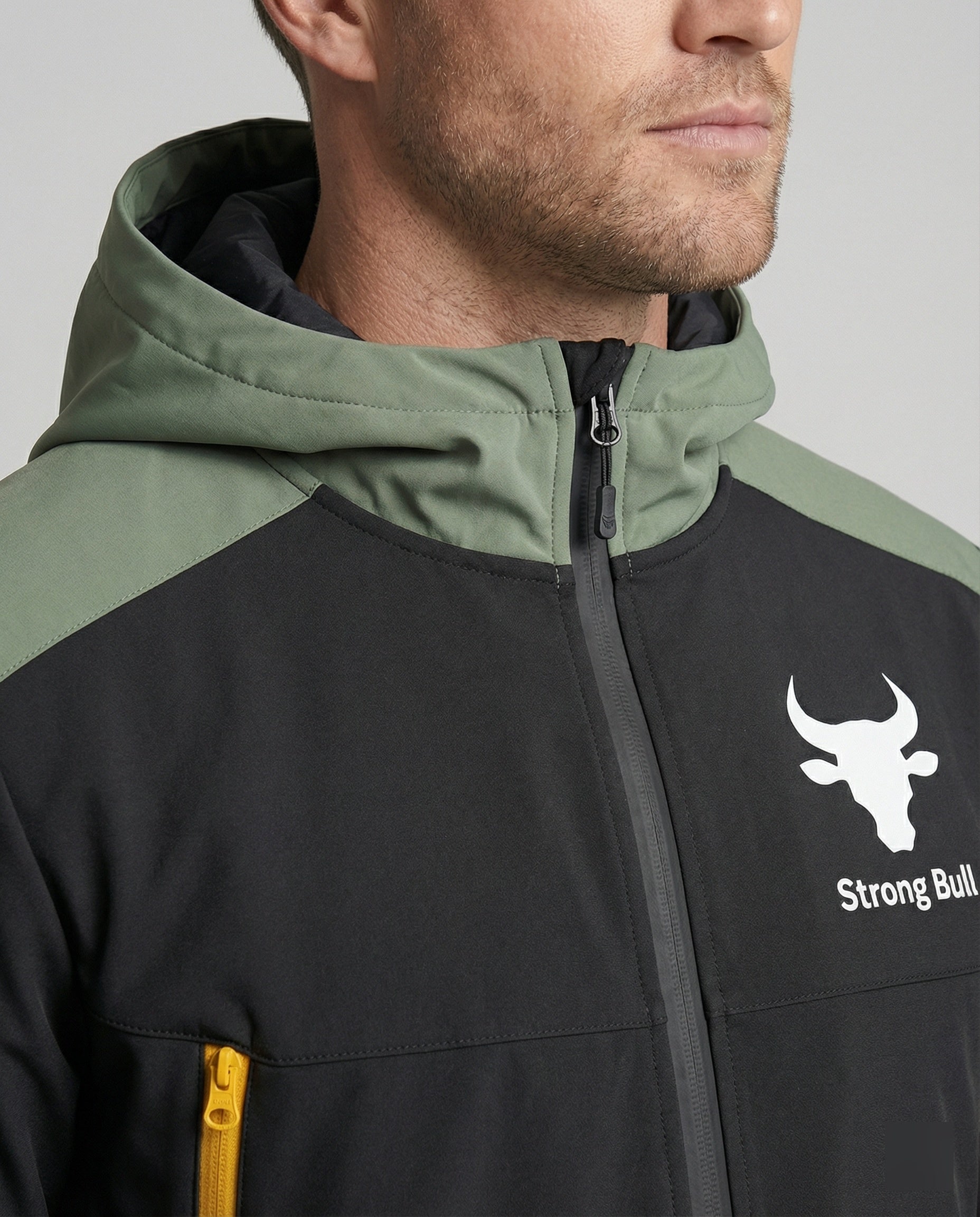 R&B | Herrenjacke mit Reißverschluss, Kapuze und Farbblockdesign