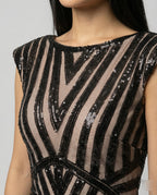 Elegantes Langes Abendkleid mit Paillettenmuster für Festliche Anlässe - R&B