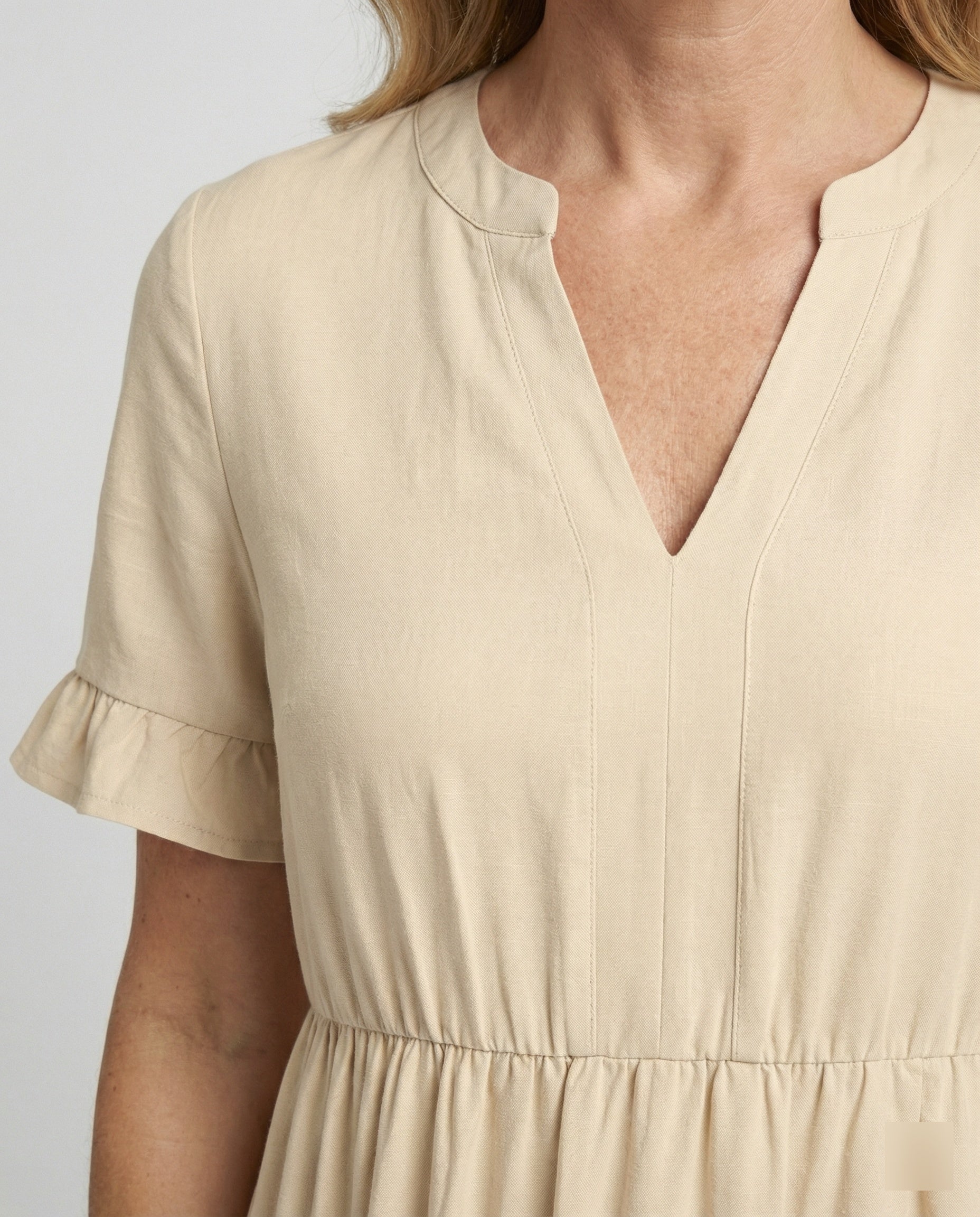 Damen Midikleid Stufen mit Volant