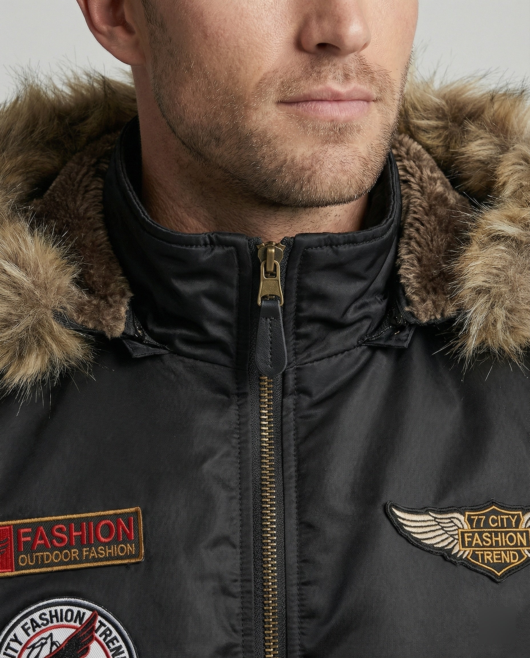Herren Pilotenjacke wattiert mit Kapuze