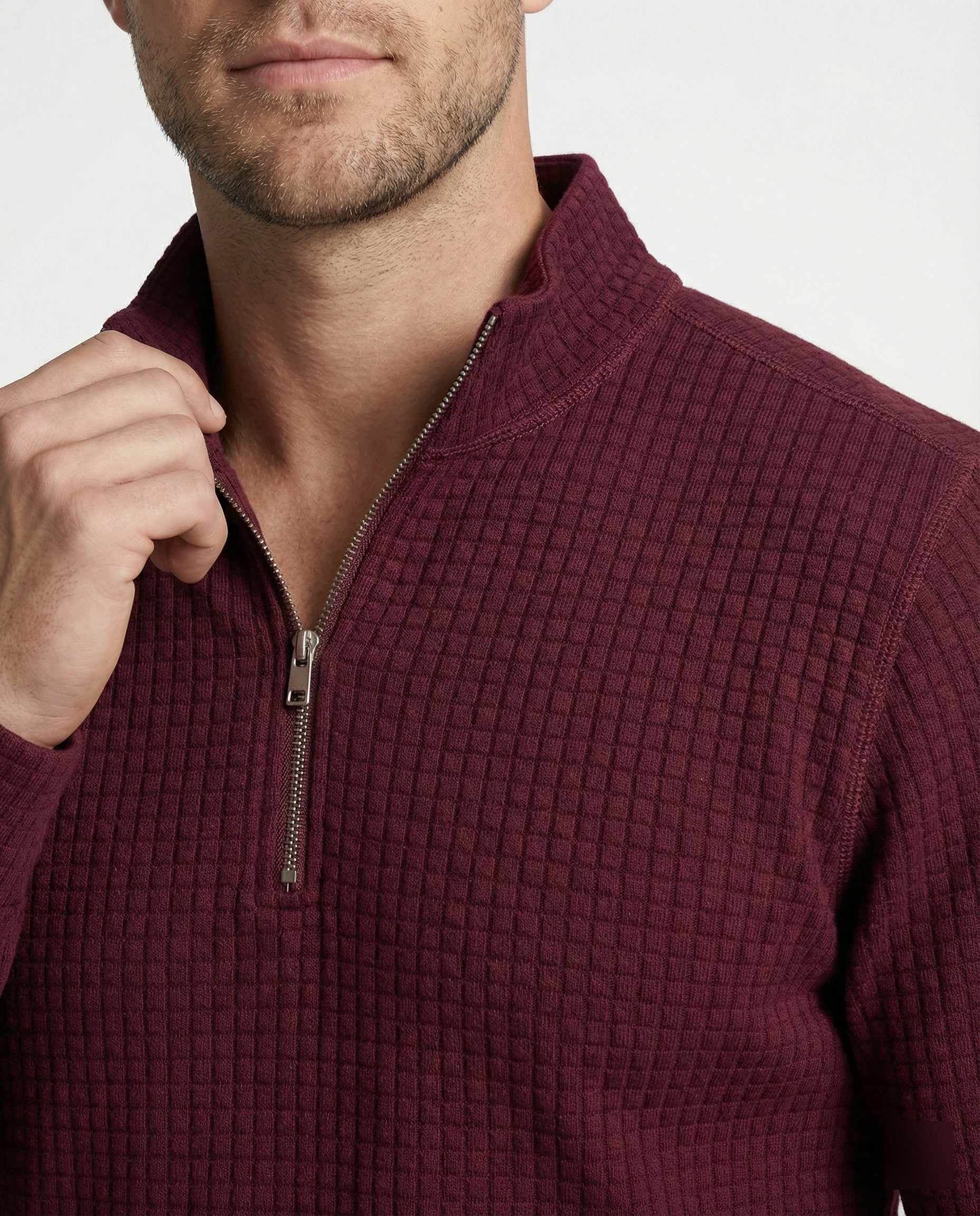 Herren funktionales Langarmshirt mit modernem Stehkragen und Reißverschluss R&B