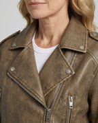 Damen cropped Kunstlederjacke im Biker-Stil