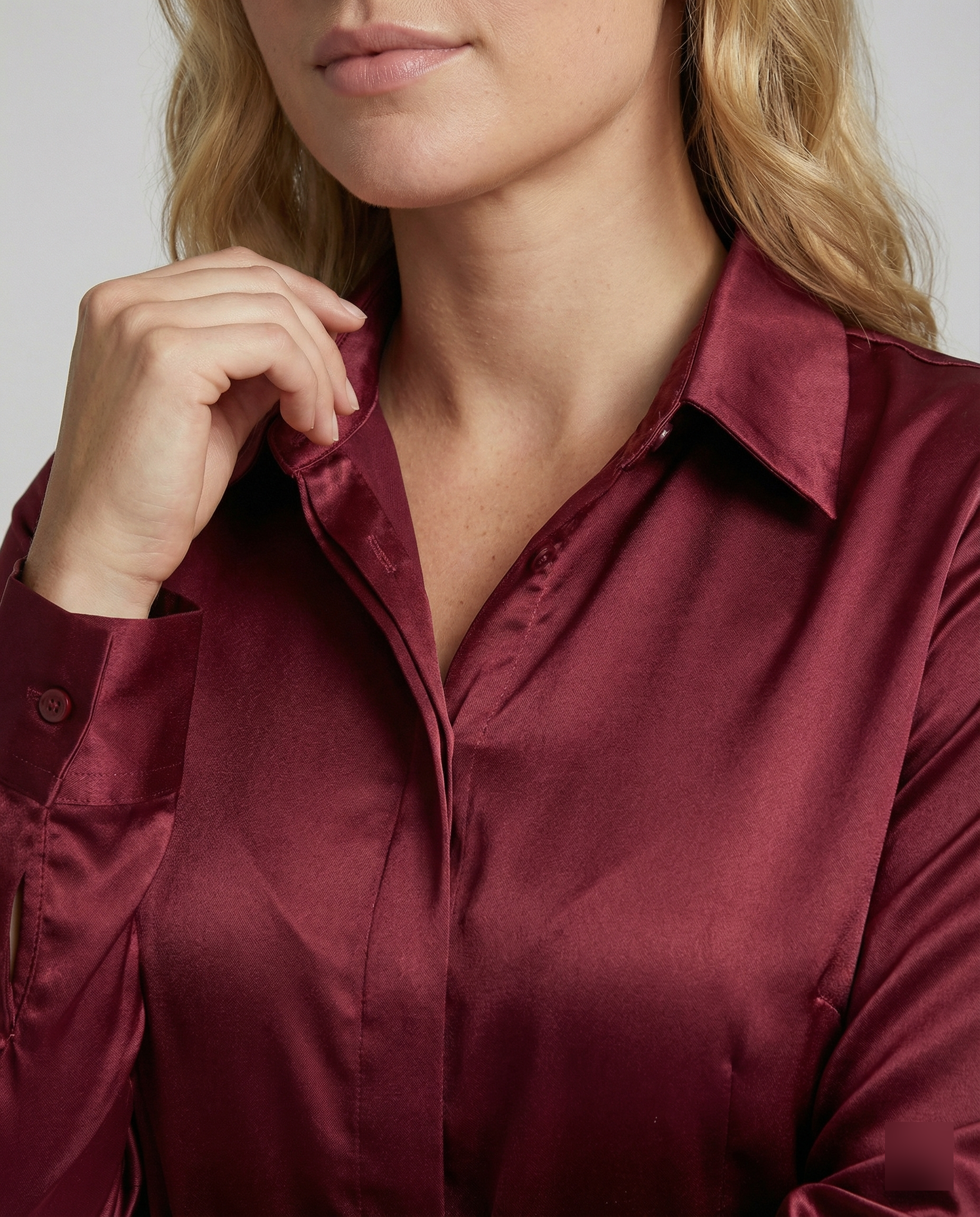 Damen Satin-Bluse mit klassischem Kragen R&B
