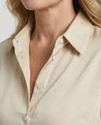 Damen elegante Baumwollbluse mit Stehkragen