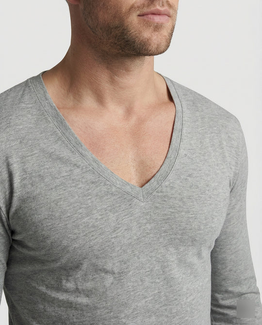 Herren lässiges V-Ausschnitt Langarmshirt R&B
