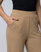 Damen elegante weit geschnittene Sommerhose mit feiner Rippstruktur R&B