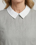 Damen Bluse Leinen Peter Pan Kragen