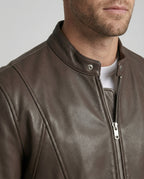 Herren Bomber Lederjacke Stehkragen