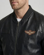 Herren Bomberjacke Kunstleder Pilotenstil