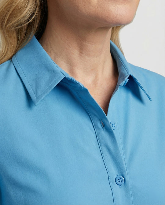 Damen Hemdblusenkleid Baumwolle Freizeit